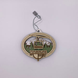 Oval Chairlift Wood Carved Ornament