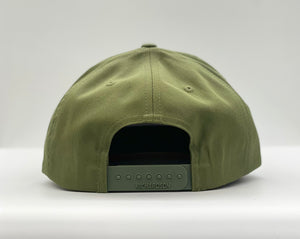 Hat - Iconic Text Flat Bill - Olive Green