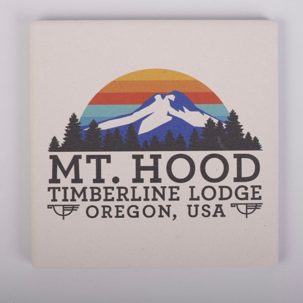 Canvas print with Mt. Hood Timberline Lodge logo on a beige background