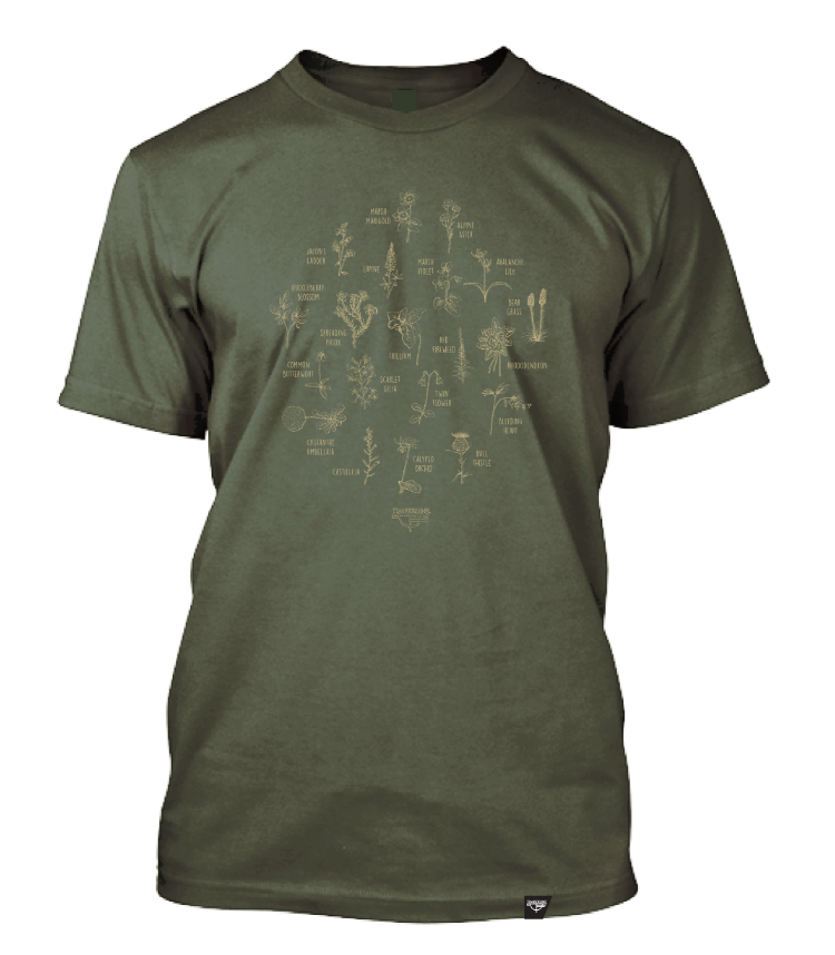Northwest Flowers T-Shirt - Hemp Green