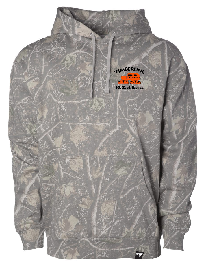 Camouflage hoodie with a logo on a white background