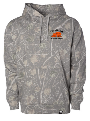 Camouflage hoodie with a logo on a white background
