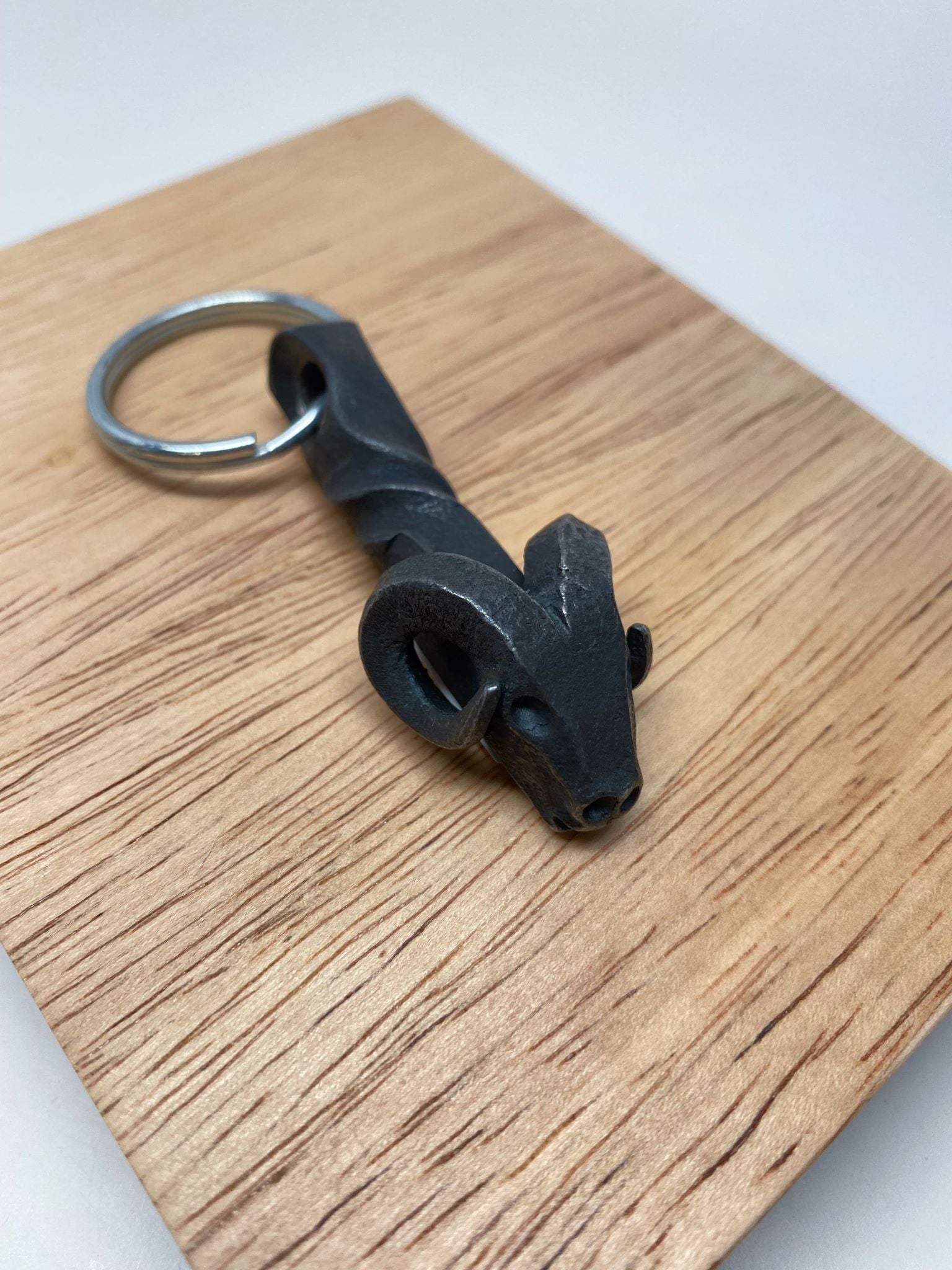 Large Iron Rams Head Keychain